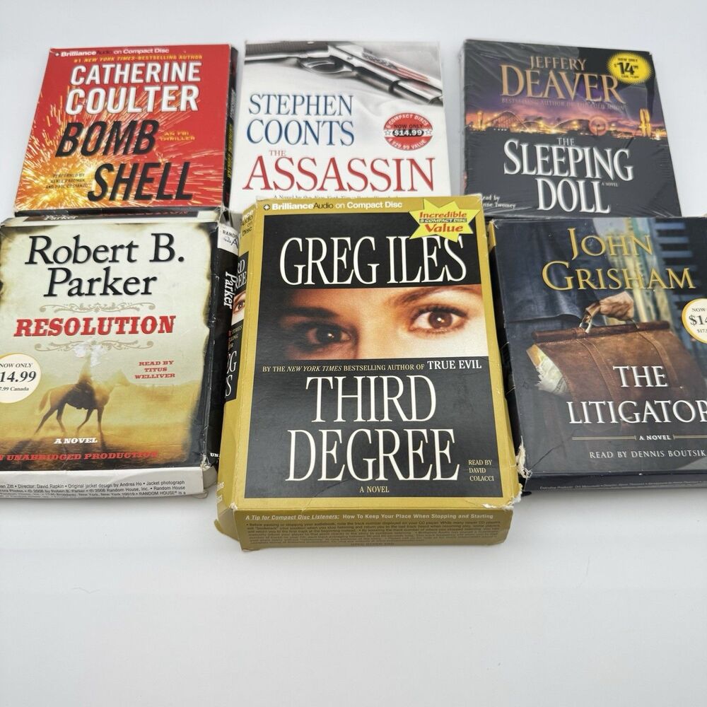 Audiobook CD Lot 6 Grisham Deaver Parker Coulter Iles Coonts Thriller Fiction